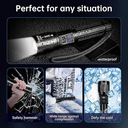 Rechargeable Flashlights High Lumens 2Pack, 5Mode Flash Light with LCD Digital Display, Super Bright Flashlight Adjustable Tactical Flashlight, High Powered LED Handheld Flashlight for Home