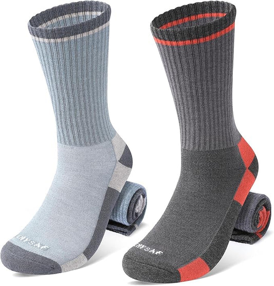 Wool Hiking Socks for Men - Women Lightweight Crew Merino Wool Socks with Cushion for Camping Hunting Work,4 pack