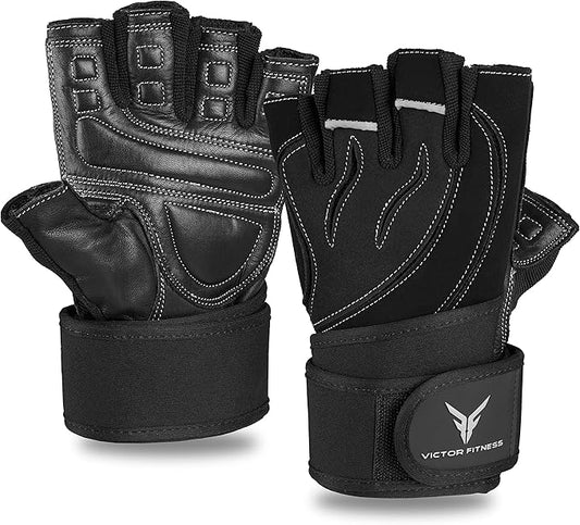 Series-2 Fingerless Leather Men's Weightlifting Gloves with Full Palm Protection and Velcro Wrist Strap Support