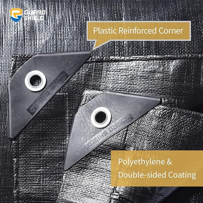 GUARD SHIELD Heavy Duty Tarp 12x12 Feet Black Tarp Large Outdoor Tarps Waterproof with Grommets Cover 12mil