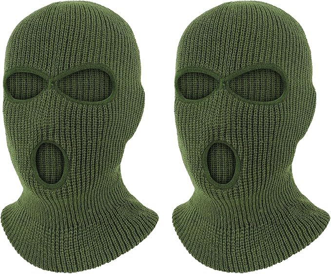 Pukavt 2 Pack 3 Hole Winter Knitted Mask, Full Face Cover Ski Mask Warm Balaclava for Skiing, Motorcycle, Snowboard