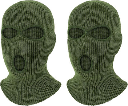 Pukavt 2 Pack 3 Hole Winter Knitted Mask, Full Face Cover Ski Mask Warm Balaclava for Skiing, Motorcycle, Snowboard