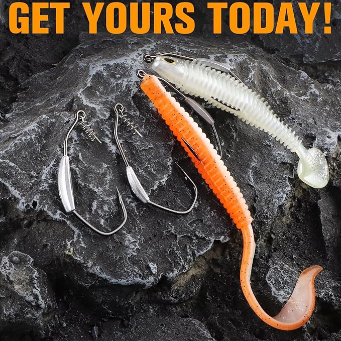 Dovesun 12PCS/25PCS Weighted Swimbait Hooks Weighted Fishing Hooks for Saltwater Freshwater EWG Worm Weedless Hooks for Bass Fishing 3/0 4/0 5/0