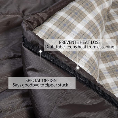 0 Degree Sleeping Bag 100% Cotton Flannel XXL for Adults Big and Tall Cold Weather Winter Zero Degree Camping,Free Compression Sack