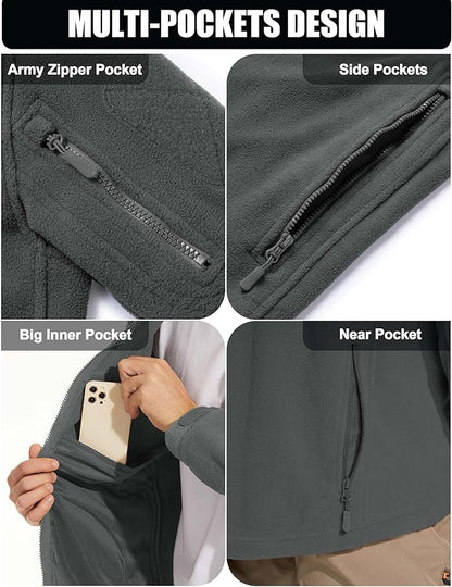 CRYSULLY Men's Military Tactical Sport Warm Fleece Hooded Outdoor Adventure Jacket Coats