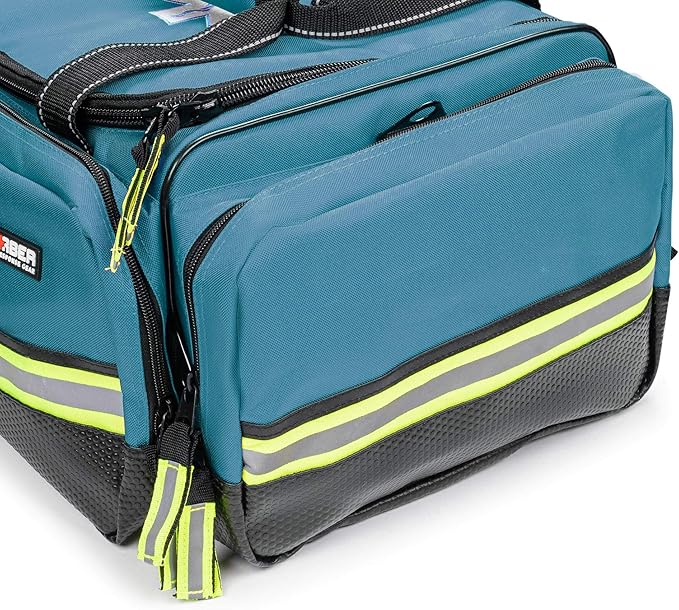 Scherber Fully-Stocked First Responder Bag | Large Professional EMT/EMS Trauma & Bleeding Kit | HSA/FSA Approved | CAT Tourniquet, HyFin Chest Seal, Israeli Bandage & 250+ First Aid Supplies (Blue)