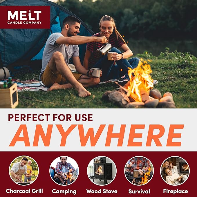 Melt Candle Company Fire Starter Squares, 160 Pieces - Fire Starters Kit for Campfires, Grill, Outdoor Fire Pit, Fireplace, BBQ - Water Resistant & Odorless - Camping Accessories