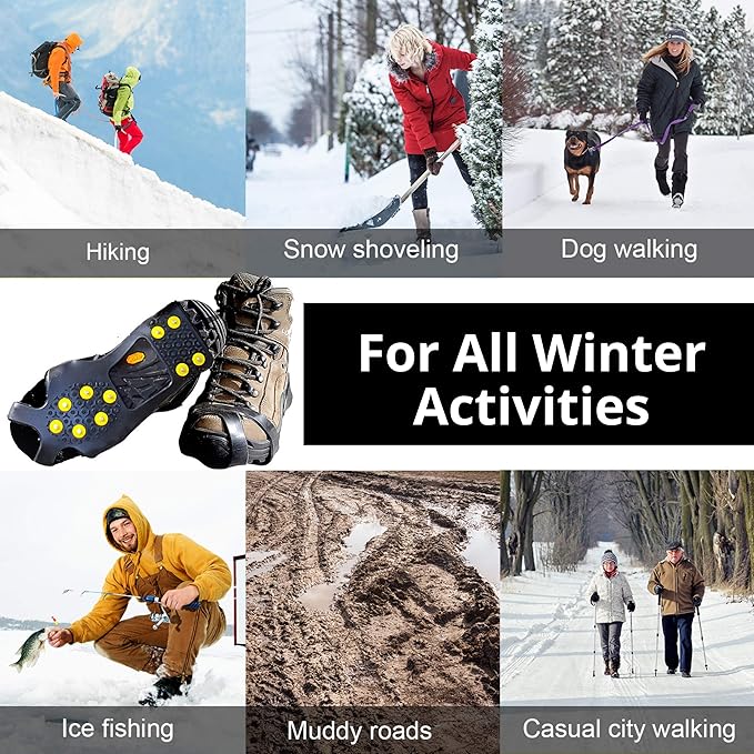 Limm Ice Snow Traction Cleats - Lightweight Crampon Cleats for Walking on Snow & Ice - Anti Slip Grippers Fasten Quickly & Easily Over Footwear - Protable Grips for Shoes and Boots