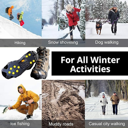 Limm Ice Snow Traction Cleats - Lightweight Crampon Cleats for Walking on Snow & Ice - Anti Slip Grippers Fasten Quickly & Easily Over Footwear - Protable Grips for Shoes and Boots