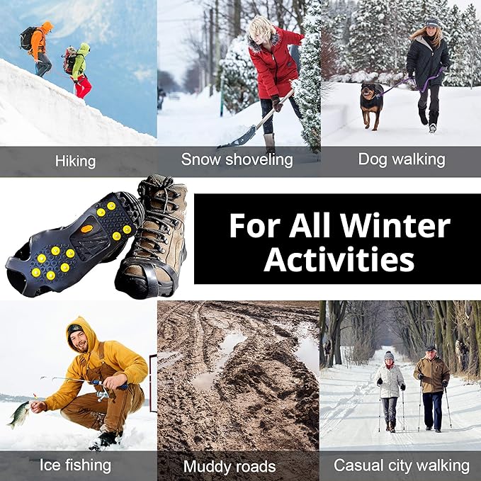 Limm Ice Snow Traction Cleats - Lightweight Crampon Cleats for Walking on Snow & Ice - Anti Slip Grippers Fasten Quickly & Easily Over Footwear - Protable Grips for Shoes and Boots