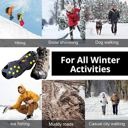 Limm Ice Snow Traction Cleats - Lightweight Crampon Cleats for Walking on Snow & Ice - Anti Slip Grippers Fasten Quickly & Easily Over Footwear - Protable Grips for Shoes and Boots