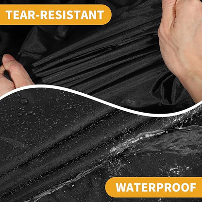 Waterproof All-Weather Universal Car Cover with Right Side Zipper, 210T-PU Black Fits for Sedan 190" to 198" Length