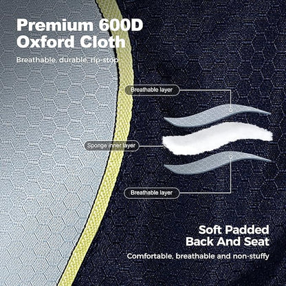 LET'S CAMP Oversized Folding Camping Chair Portable Outdoor Heavy Duty Padded Chairs Lawn Chair with Cup Holder, Storage Pocket and Cooler Bag, Supports 450LBS, for Camp, Travel, Picnic,2 Pack(Blue)