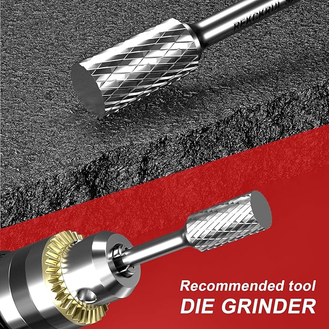 5 Pcs Tungsten Carbide Rotary Burr Bits Set, Double Cut Carbide Burr with 1/4" Shank for Metal, Wood, and Steel – Durable Die Grinder Accessory for Deburring, Engraving & Polishing