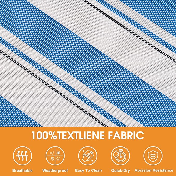 Lazy Daze Hammocks Quick Dry Hammock with Spreader Bar Textliene Fabric Double 2 Person Hammock with Chains Outdoor Patio Poolside Backyard Beach 450 lbs Capacity, Blue Stripes