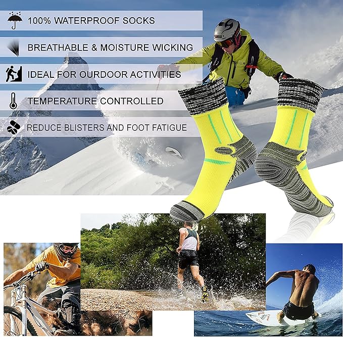 RANDY SUN Waterproof Socks, Unisex Hiking Wading Trail Running Kayaking Crew Socks