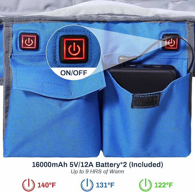 ANTARCTICA GEAR Heated Double Camping Chair, 2-Person Folding Chair with 12V 16000mAh Battery Pack, Heated Portable Loveseat Chair, for Outdoor