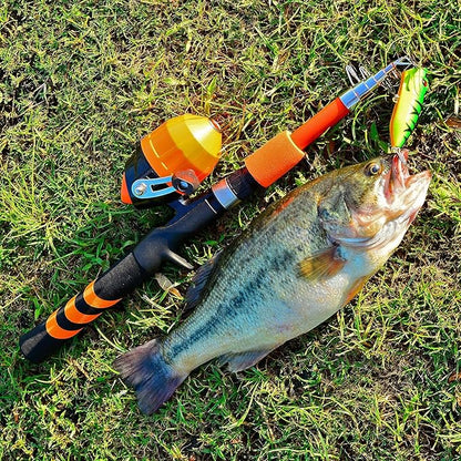 PROBEROS Kids Fishing Pole - Portable Telescopic Fishing Rod and Reel Combo Kit - Spincast Fishing Reel Casting Rods with Lures Lines Tackle Box and Bag for Boys Girls Youth Fishing