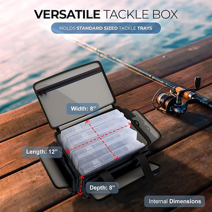 Reaction Tackle Fishing Tackle Bag – Salt Water Resistant Fishing Bag, 1000D PVC Waterproof Material, Tackle Box Organizer with Dividers for 3600 or 3700 Trays (Small, Medium, Backpack only fit 3600)