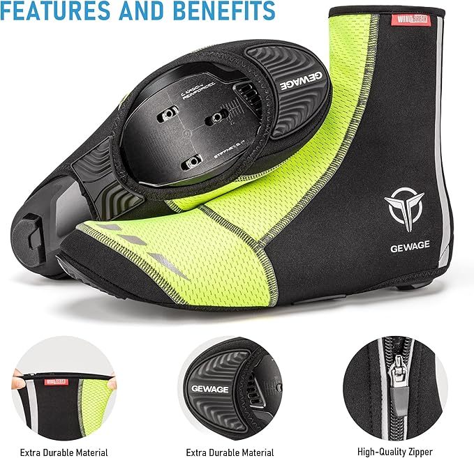 GEWAGE Cycling Shoe Covers -Warm Bike Shoe Covers - Windproof Mountain Road Cycling Overshoes - Cycling Shoe Cover for Men Women