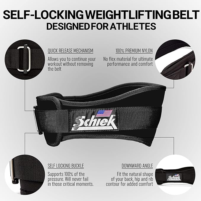 Schiek Sports Model 2004 Nylon 4 3/4" Weight Lifting Belt - Black