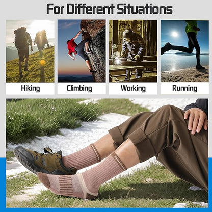 5 Pairs Merino Wool Hiking Socks Warm Thermal Winter Cozy Cushioned Moisture Wicking Socks for Women & Men