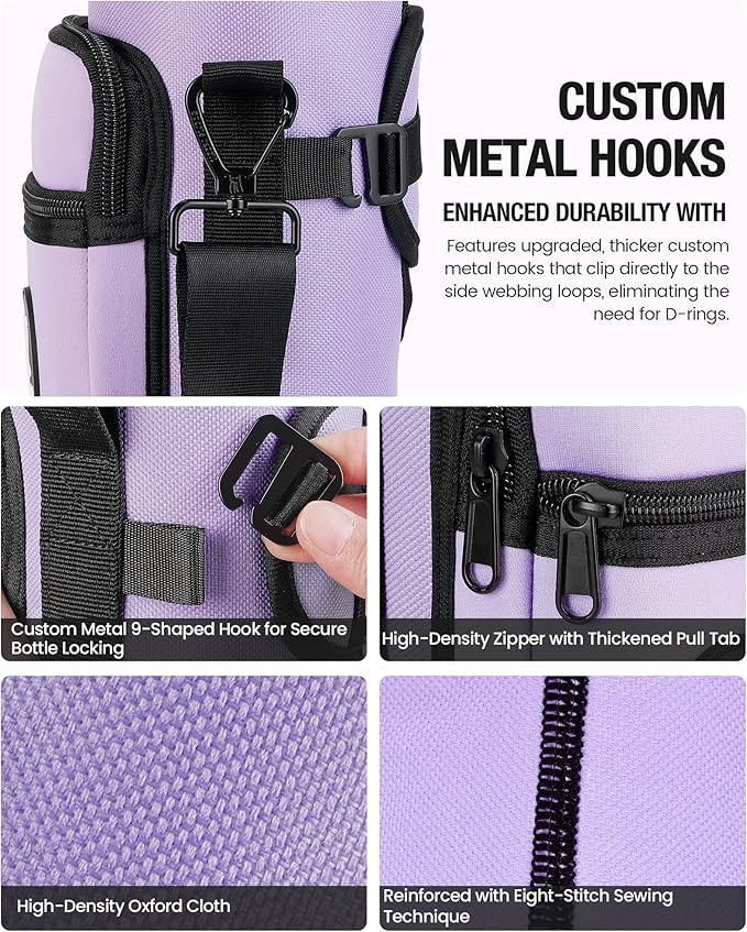 Sports rabbit Universal Water Bottle Holder – Durable Oxford & Neoprene Hybrid Design Compatible with Stanley 30/40oz Handled & 64/87oz Straight Tumblers, Adjustable Strap for Gym, Travel, Outdoors