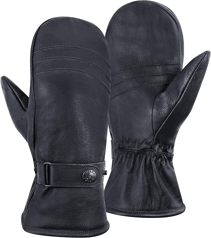 Riparo Winter Gloves for Men, Leather Winter Gloves for Cold Weather, Snow Gloves for Motorcycle Driving Hiking Outdoor