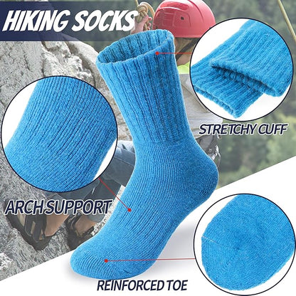 EBMORE Kids Merino Wool Hiking Socks Thermal Winter Warm Thick Boys Toddlers Girls Cushion Crew Socks 6 Pairs