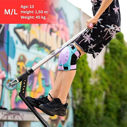 SKATEWIZ Skateboard Pads Protective Gear Set for Kids and Adults - Smash - Roller Skate Pads [6pc] with Wrist Guards - Skating Protective Gear - Roller Derby