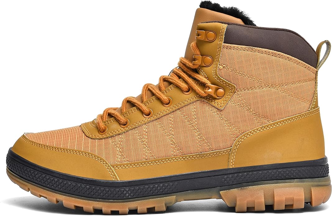 Wondamo Men's Snow Boots Lightweight Waterproof Winter Boots Fur Lined Anti-slip Cold Weather Shoes