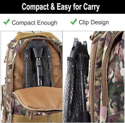 PLUSINNO Fishing Net Fish Landing Net, Foldable Collapsible Telescopic Pole Handle, Durable Nylon Material Mesh, Safe Fish Catching or Releasing