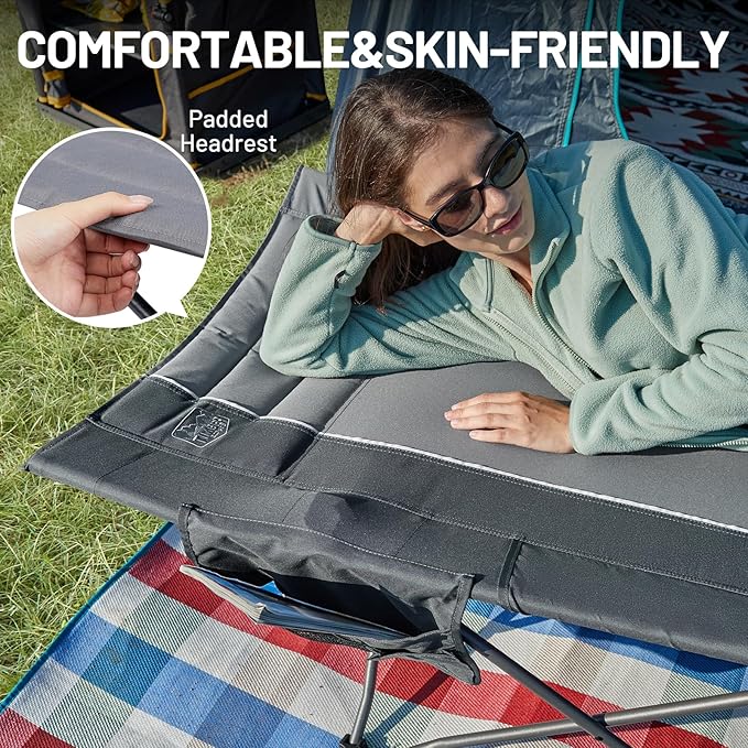 Timber Ridge Extra Wide Heavy Duty Camping Cot for Adult, Easy Set Up Oversized Sleeping Cot with Carry Bag for Camping, Travel and Outdoors, Support up to 450lbs