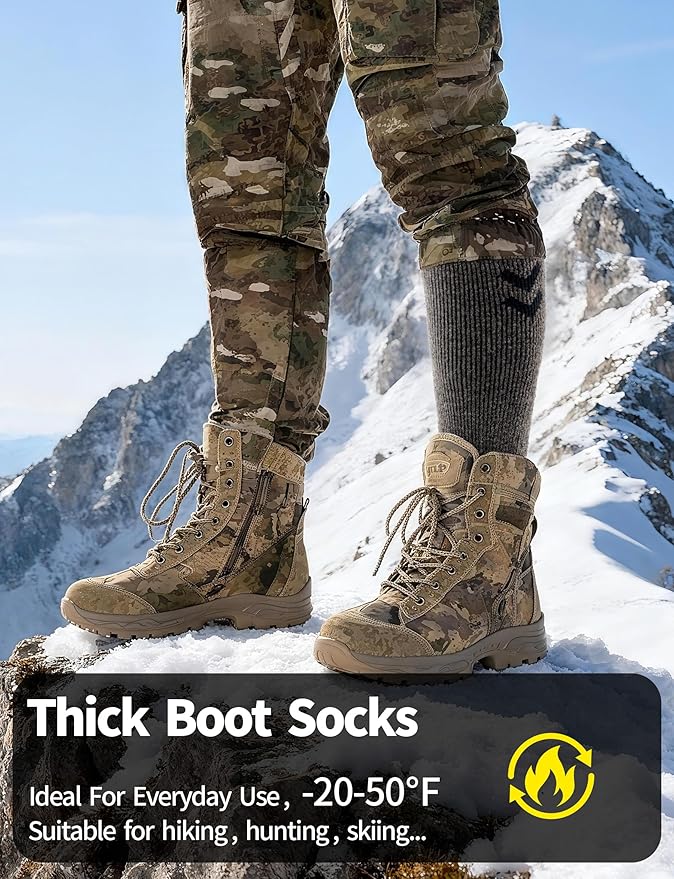 Alpaca Wool Boot Socks for Men Women, Over-The-Calf, Thick Thermal Socks for Winter Hiking, Hunting, Moisture Wicking