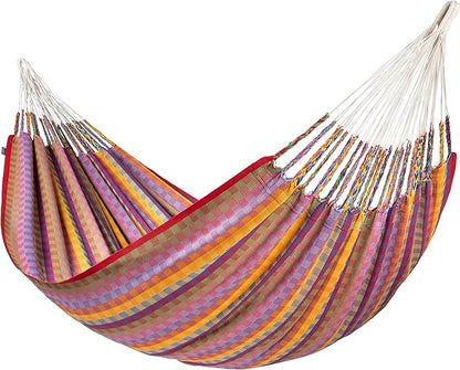 La Siesta® Flora Classic Organic Cotton Hammock - Indoor Outdoor Hammock, Patio Bed Tree Portable Hammock, 2 Person Double Hammock - King, Flower