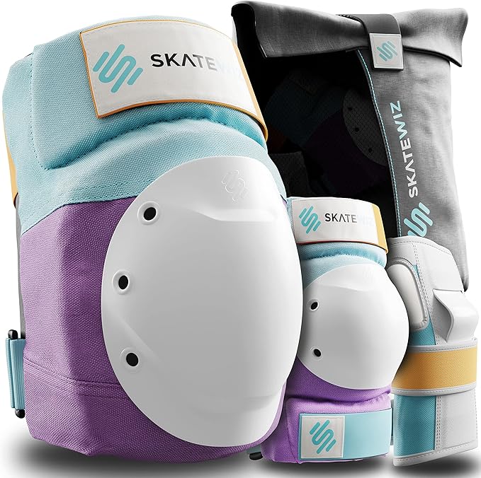 SKATEWIZ Skating Protective Gear Adult Knee Pads, Elbow Pads and Wrist Guards for Adults [6pc] - Shield - Roller Skates, Inline, Skateboard - Designed in Germany
