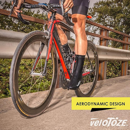 veloToze Tall Silicone Shoe Cover with Snaps - Covers Road Cycling Shoes - Waterproof, Windproof Reusable Boot-Style Overshoes for Bike Rides in Winter, Rain, Cold Weather Biking - for Men and Women