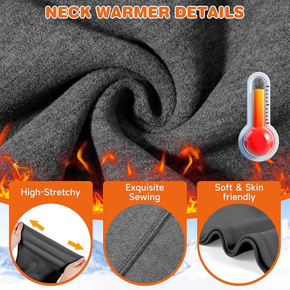 Winter Neck Warmer Gaiter: 2 Pack Thermal Face Cover for Men Women Windproof Fleece Ski Mask for Running Skiing