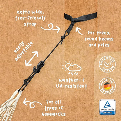 LA SIESTA® Modesta Organic Cotton Hammock & Tree Mount Kit, Beams & Posts Hammock Straps - Indoor Outdoor Hammock Swing, Portable Hammock for Outside Patio Bed - 2 Person Hammock, XL King, Latte