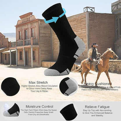 Ortis Men's Cotton Cushion Crew Socks Moisture Wicking Breathable Thick Warm Thermal for Athletic Heavy Duty Work Boot