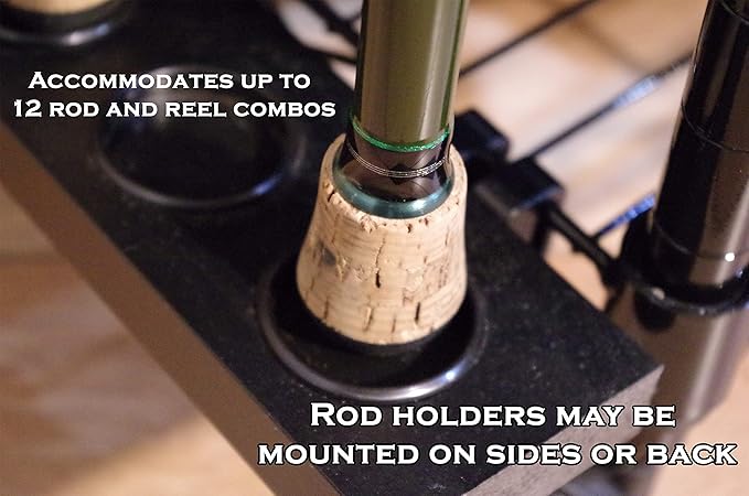 Old Cedar Outfitters Rolling Rod Cart and Tackle Trolley Holds 12 Rod and Reel Combo for Garage and Home Storage