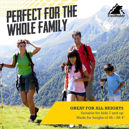 TrailBuddy Trekking Poles – Lightweight 7075 Aluminum Hiking Poles for Women, Men & Seniors – Collapsible Walking Sticks for Travel, Trails & Balance