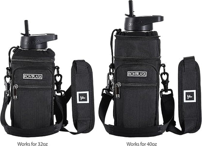 IRON °FLASK Carrier, Holder, Sleeve - Fits Insulated Stainless Steel Sports Water Bottle, Adjustable Shoulder Strap, Holder Bag Case Pouch Cover