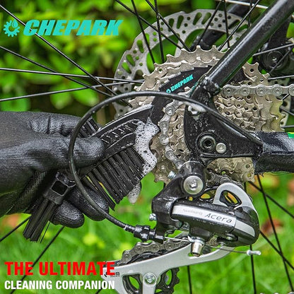 CHEPARK Bike Drivetrain cleaning & lubricating Essentials Kit with bike Degreaser,bike Lubricant Brush Tool- Bicycle Maintenance for Mountain Road Bikes (100P)