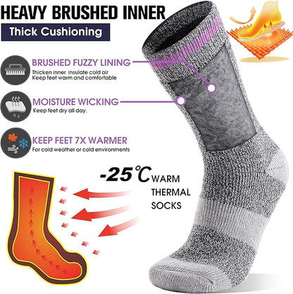 MOGGEI 3 Pairs Thermal Winter Socks for Women & Men Thick Extra Warm Insulated Ski Boot Socks for Cold Weather