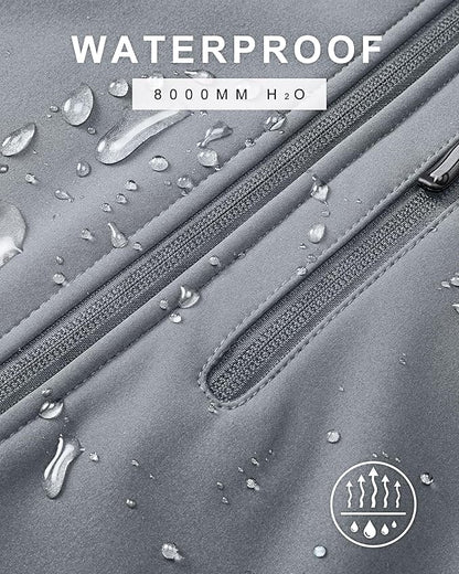 33,000ft Men's Softshell Jacket with Hood Fleece Lined Windbreaker Lightweight Waterproof Jackets for Hiking