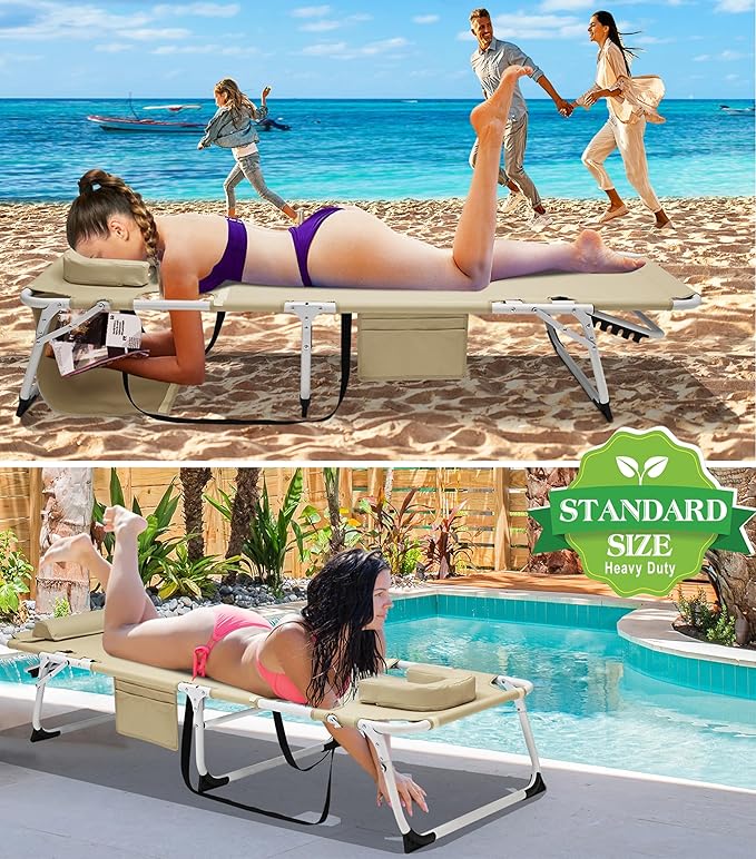 ABORON Folding Camping Cot for Adults, Double Layer 1200D, 500lb Capacity, Heavy Duty Guest Cot with Mat & Carrying Bag for Indoor & Outdoor Use