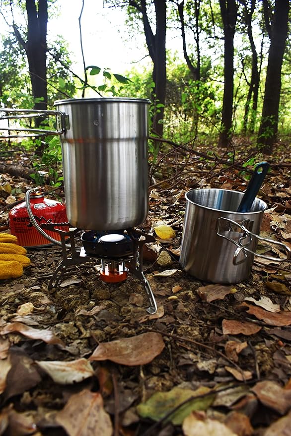 Windproof Portable Backpacking Stove Burner with Piezo Ignition,Stove Adapter,Plastic Storage Box,Strong Firepower,Lightweight,Propane Butane Stove for Indoor Outdoor Camping Hiking and Picnic