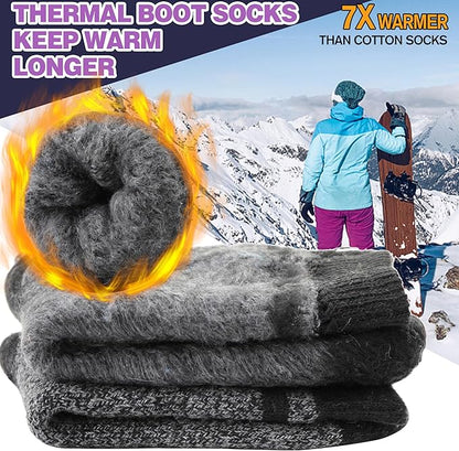 MOGGEI 3 Pairs Thermal Winter Socks for Women & Men Thick Extra Warm Insulated Ski Boot Socks for Cold Weather