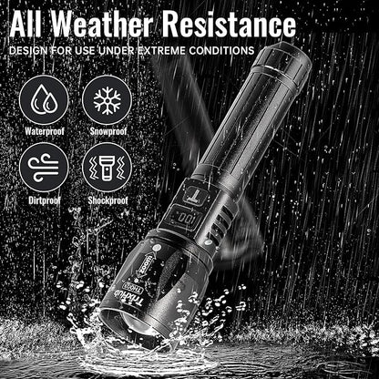 Rechargeable Flashlights High Lumens 2Pack, 5Mode Flash Light with LCD Digital Display, Super Bright Flashlight Adjustable Tactical Flashlight, High Powered LED Handheld Flashlight for Home